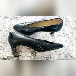 Bally $790 Vintage Patent Leather Pumps Pointy Toe Size 37.5 (IT) 6.5-7 US Black